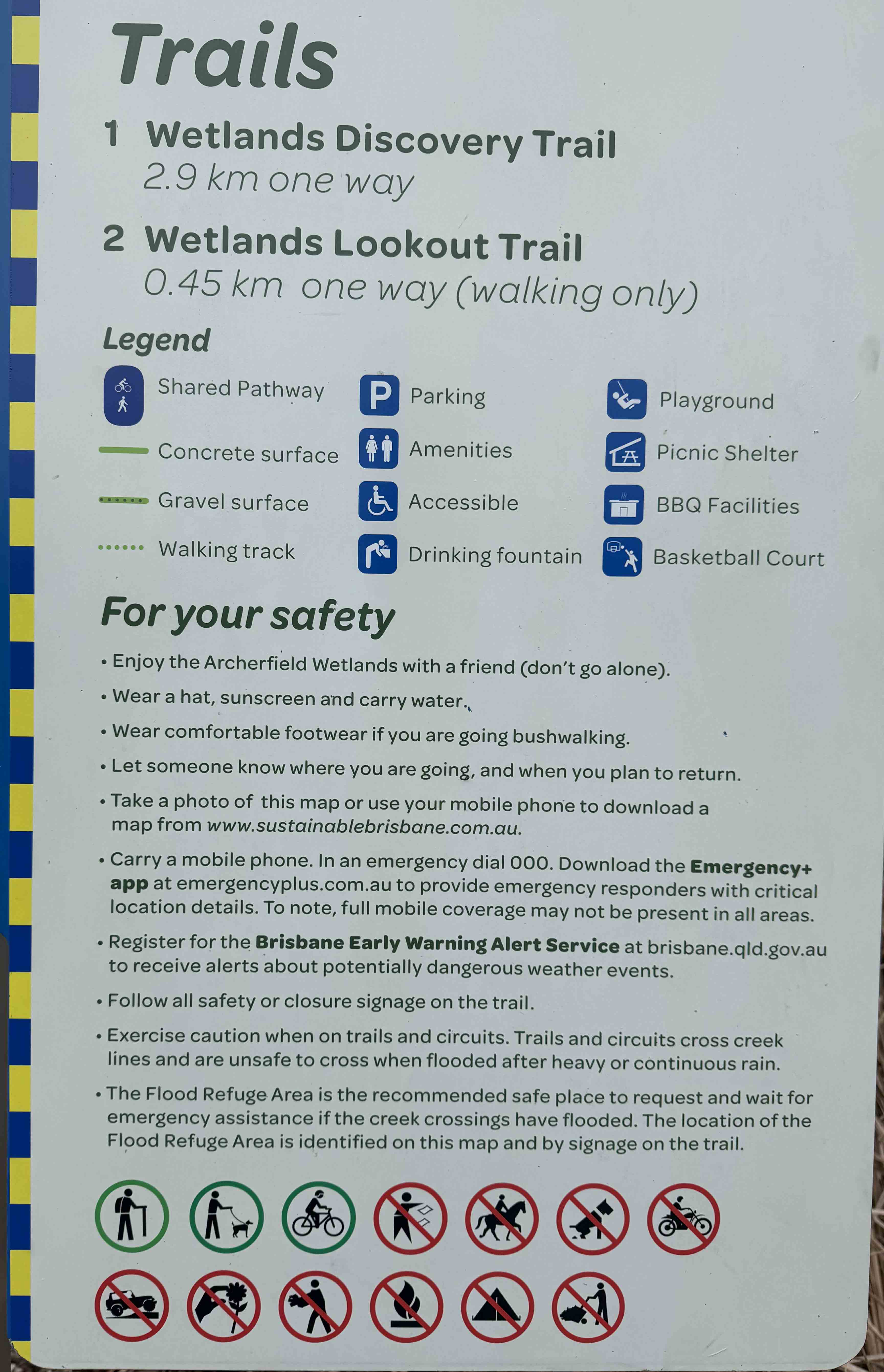 Archerfield Wetlands trail Safety