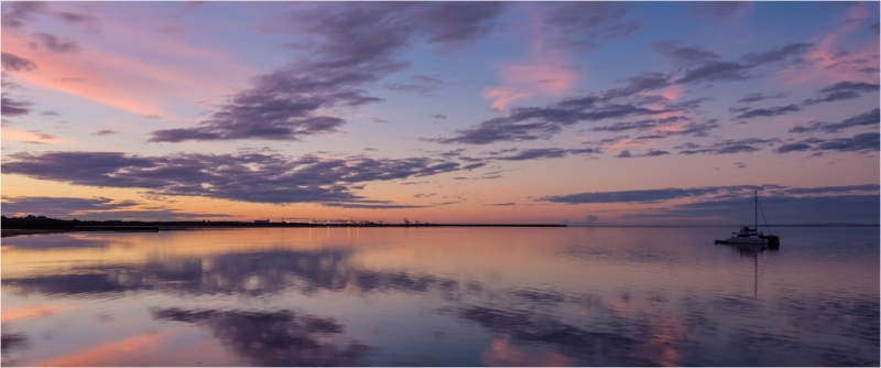 Merit For Reflected Sunset From Wynnum Jetty By Russell Dickson