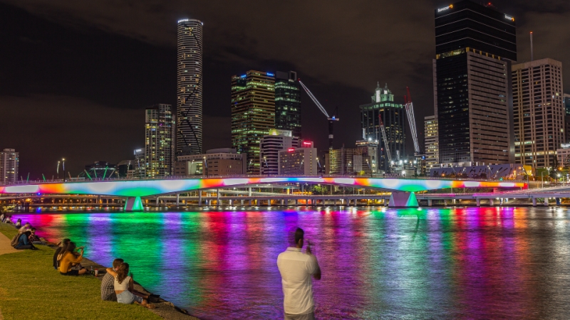 Merit For Night Out By The Colourful Bridge By Swarna Wijesekera