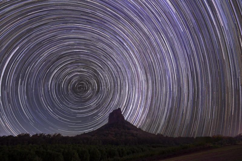 Merit For Startrails Over Mt Coonowrin By Lekha Suraweera
